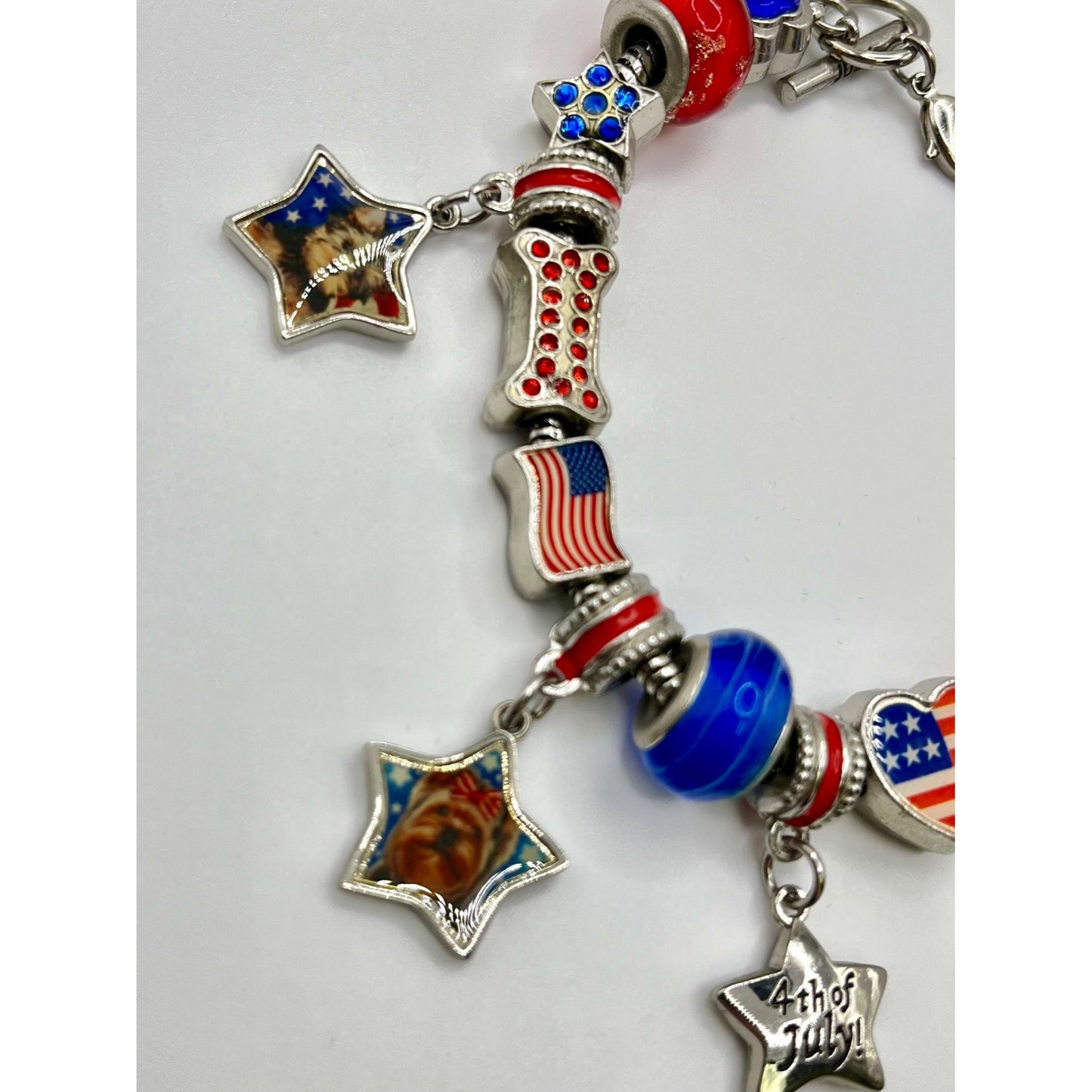 Willabee & Ward Yorkie Dog Lover Charm Bracelet July Base Metal America 4th USA