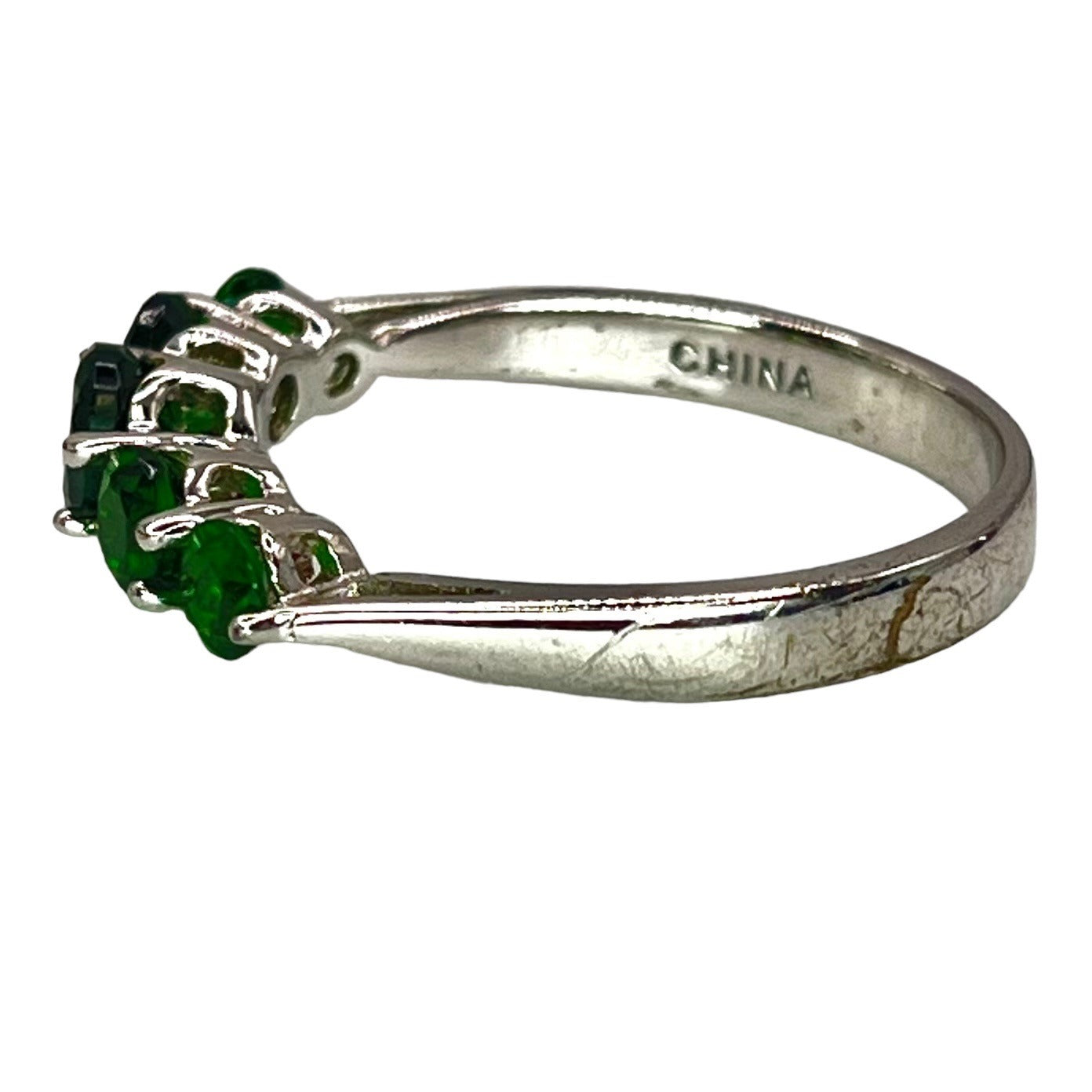 925 Sterling Silver Chrome Diopside Band Ring Size 9 Colorful Green Classic