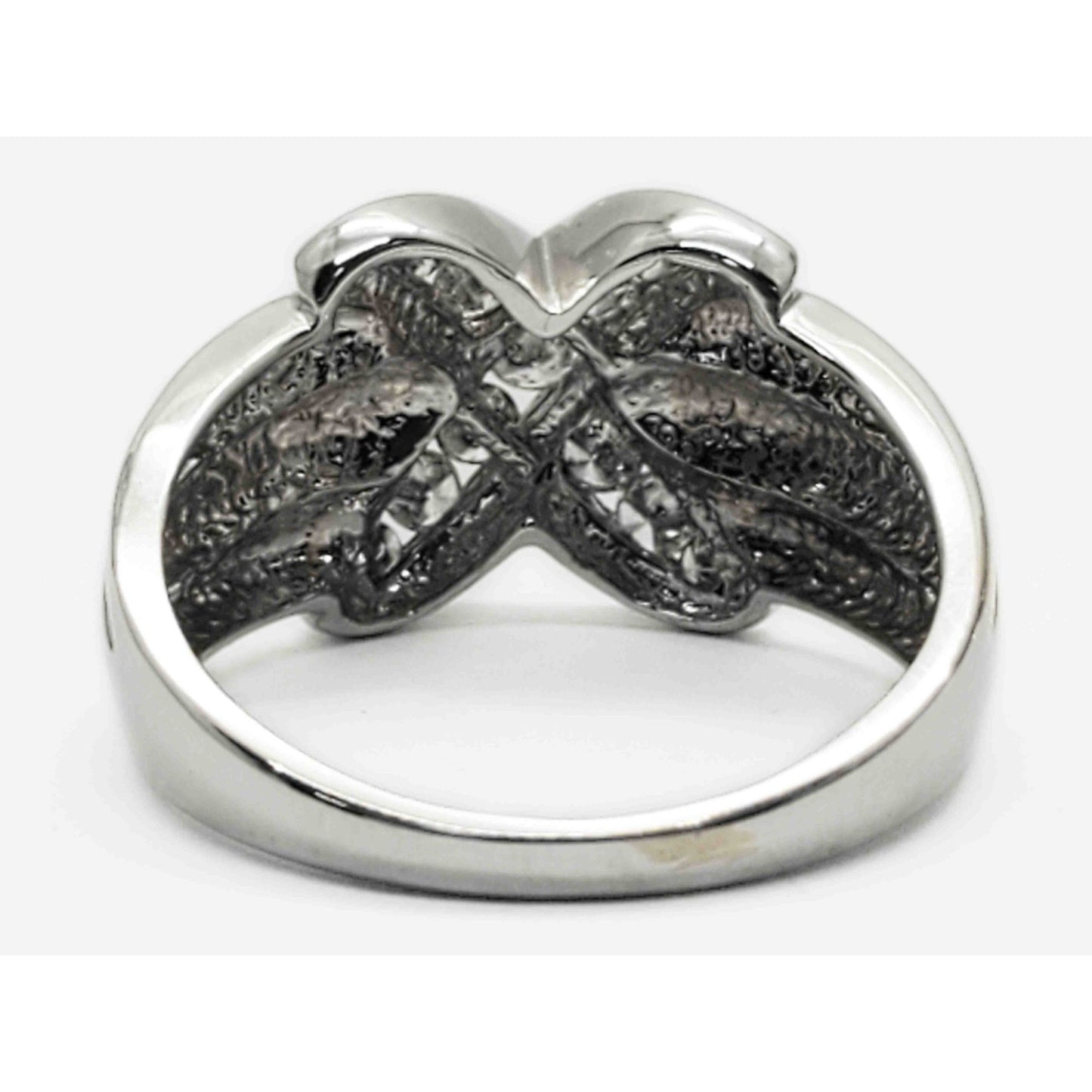 0.26 ctw Diamond Kiss "X" Ribbon Style Band Ring 10k White Gold Size 7.25
