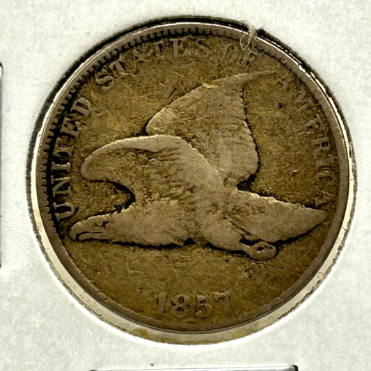 1857-P 1c Flying Eagle Penny Circulated - 1 Cent Philadelphia