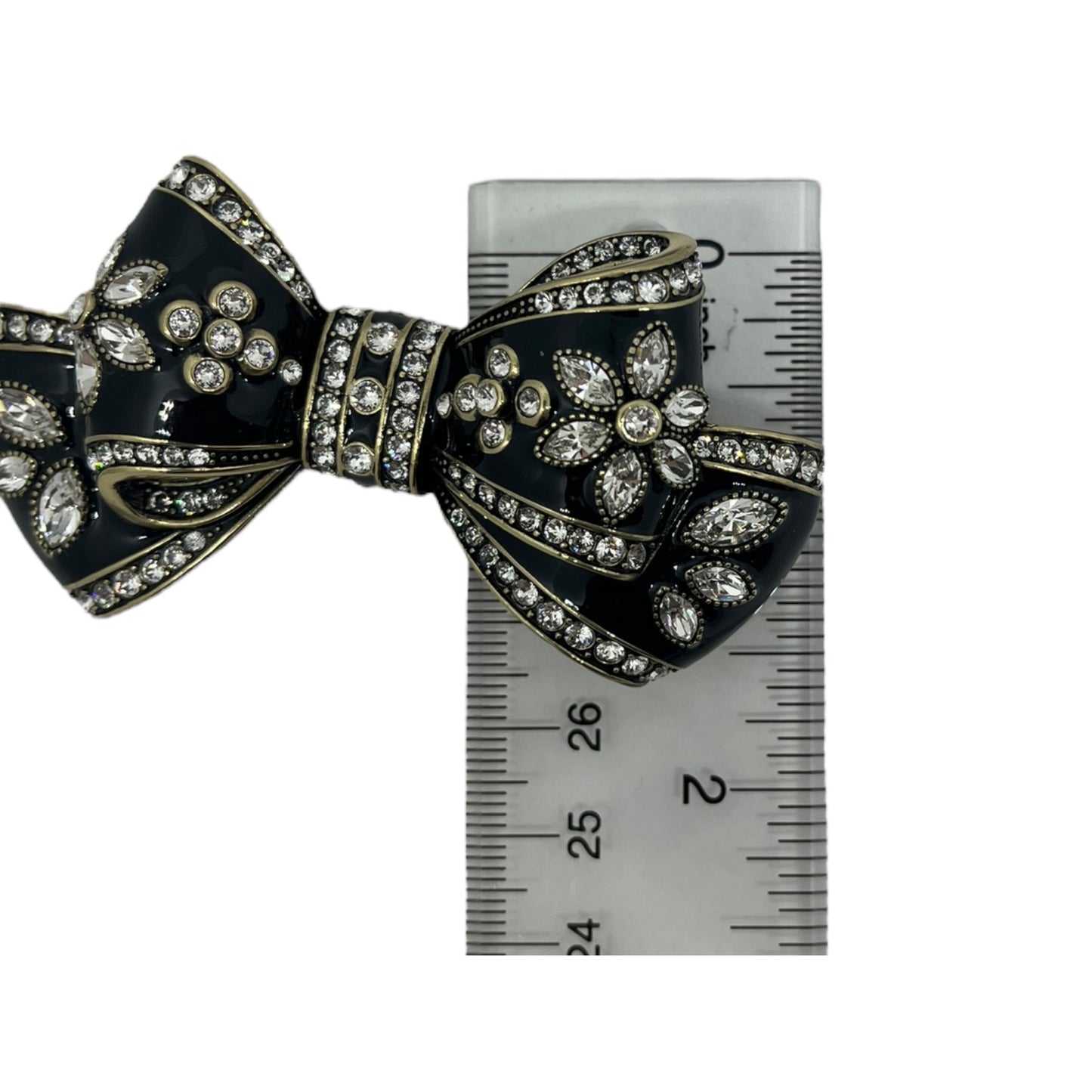 Heidi Daus Belle Beau Enamel and Crystal Bow Pin Brooch Statement