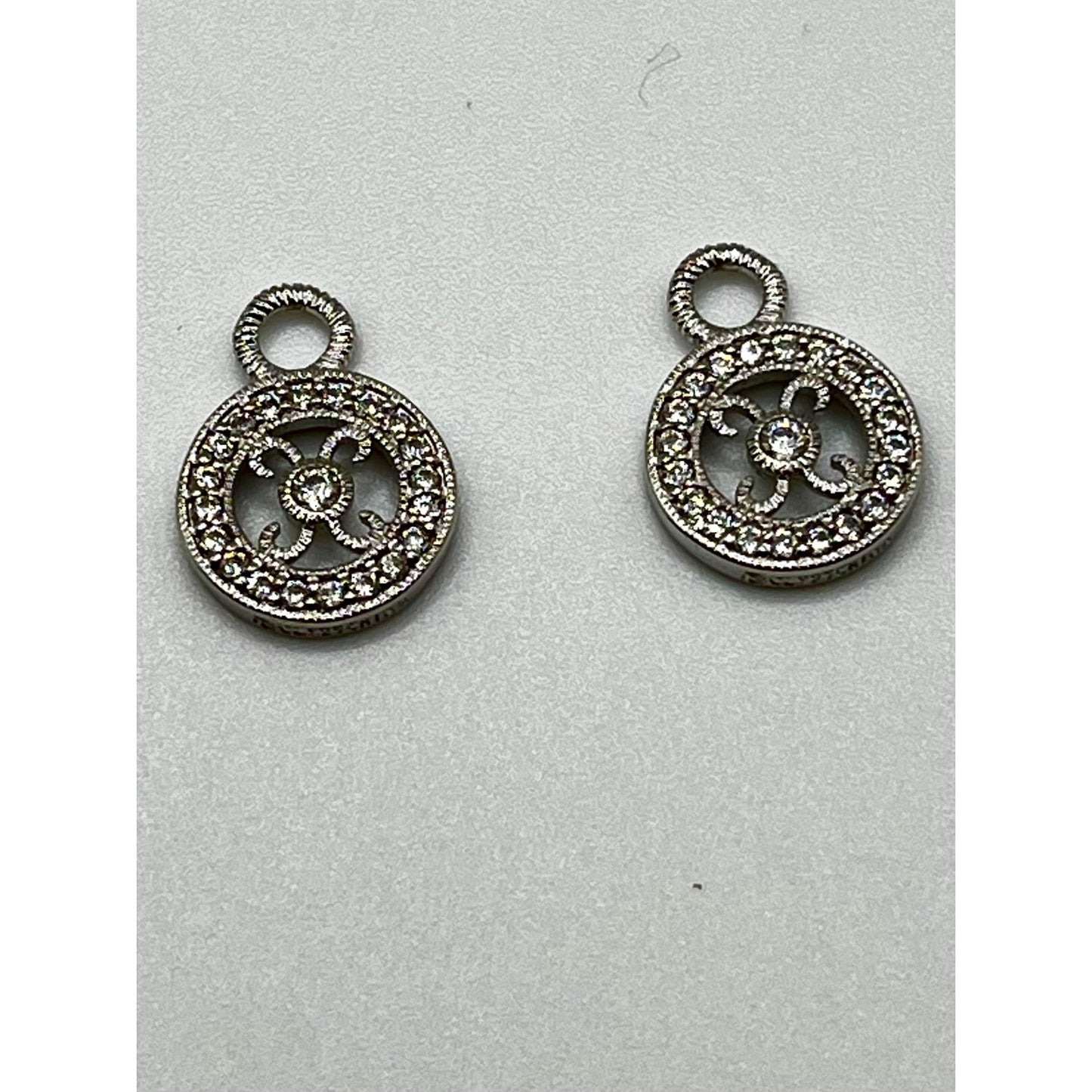 Epiphany Sterling Silver Earring Charms Circular Bezel and Pave Set Round CZ