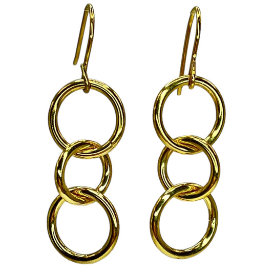 Multi-Link Circle Dangle Drop Gold Tone Earrings Minimalist Classic Round