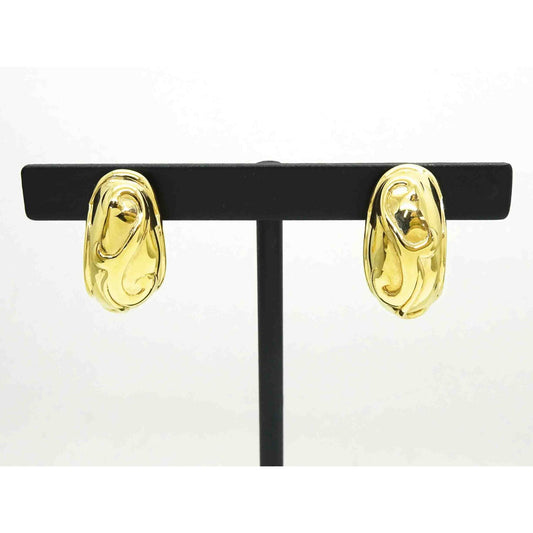 Burdick 11.4mm Wide Half Hoop Swirl Design Drop Earrings 14k Gold