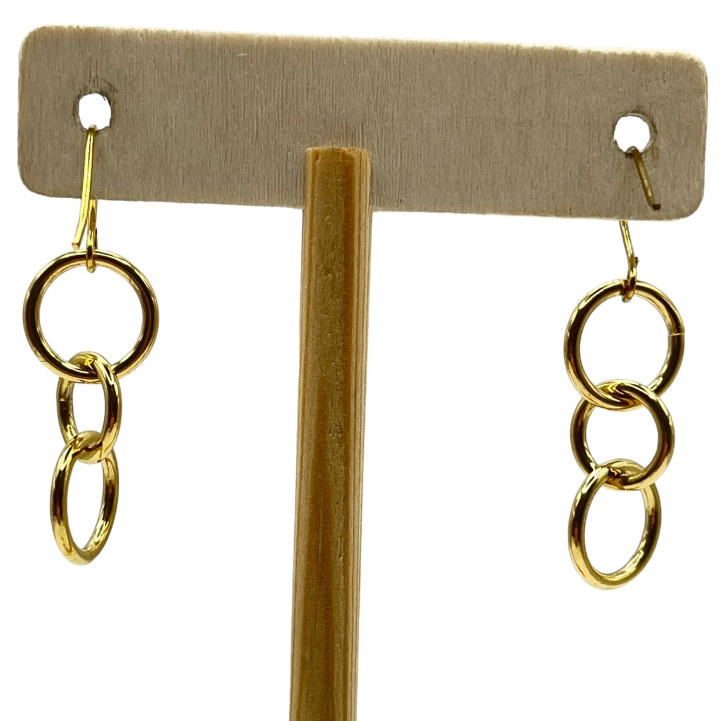 Multi-Link Circle Dangle Drop Gold Tone Earrings Minimalist Classic Round