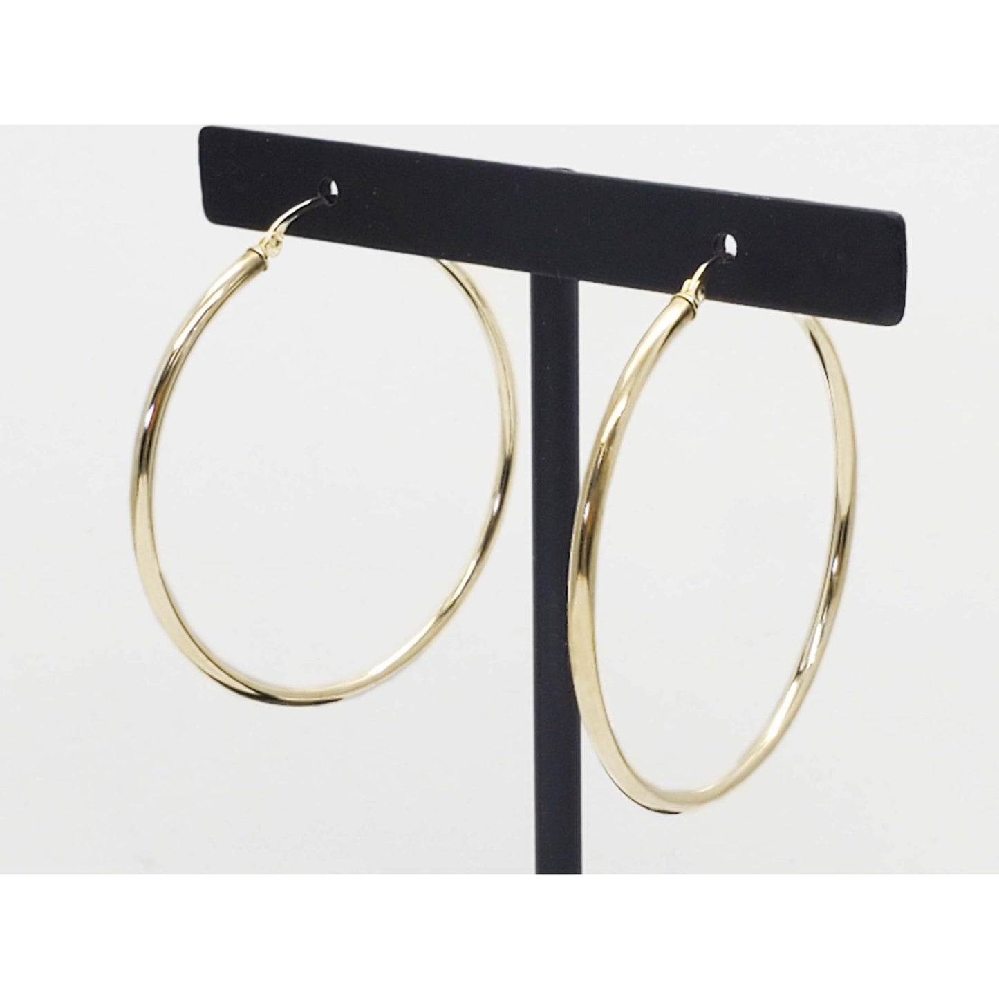 2mm Wide Hoop Earrings 14k Gold 1-5/8" Diameter