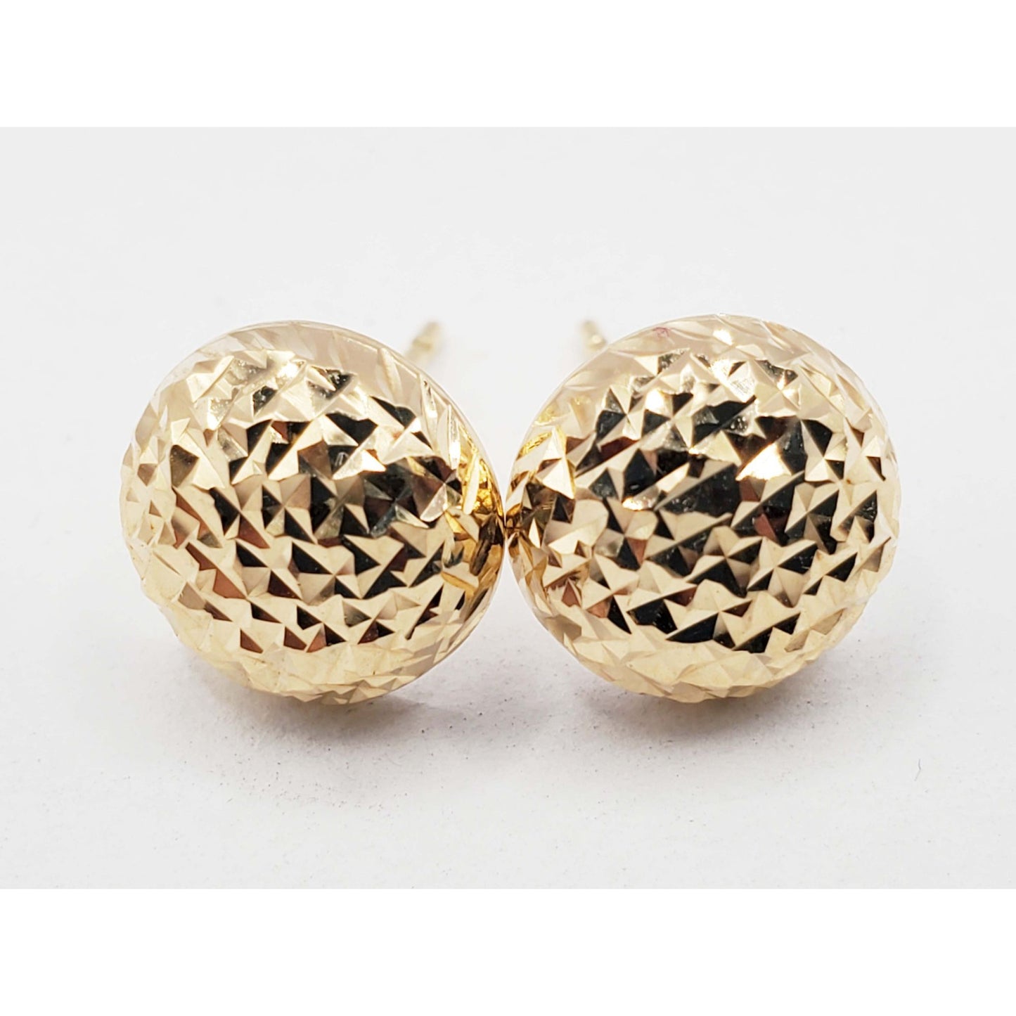 9mm Dia-Cut Button Style Stud Earrings 14k Gold