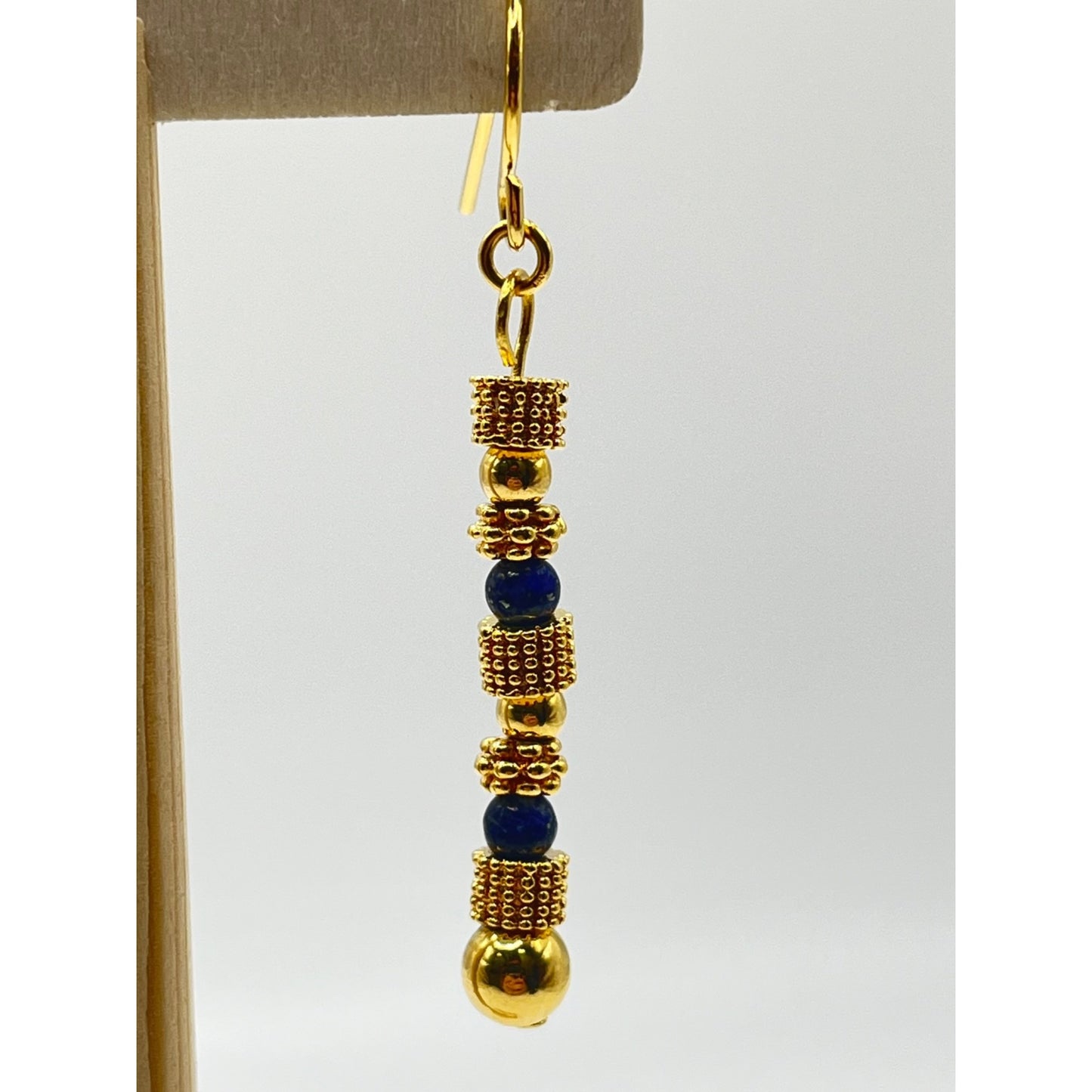 Gold Tone Totem Faux Lapis Drop Dangle Women's Earrings Fashion Colorful