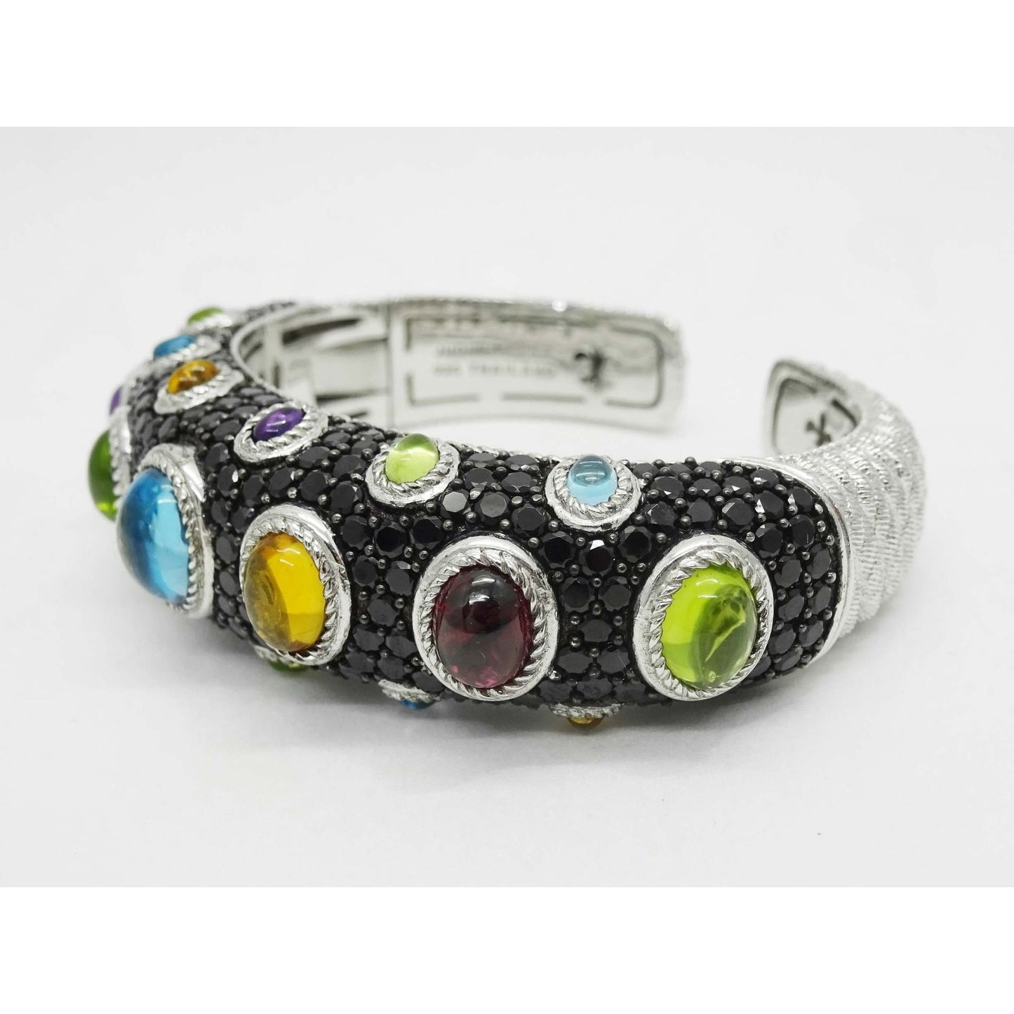 Judith Ripka Multi Gem Cuff Bracelet Sterling Silver