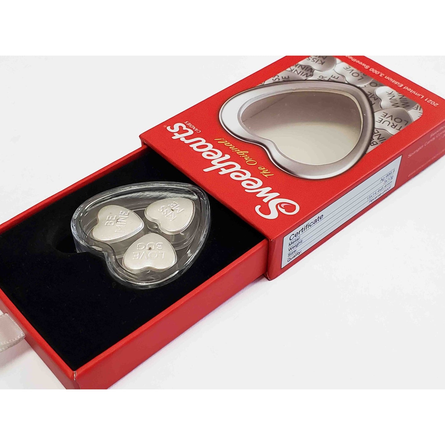 2021 PAMP Sweethearts Limited Edition .999 Fine Silver Heart Candies 30 Grams