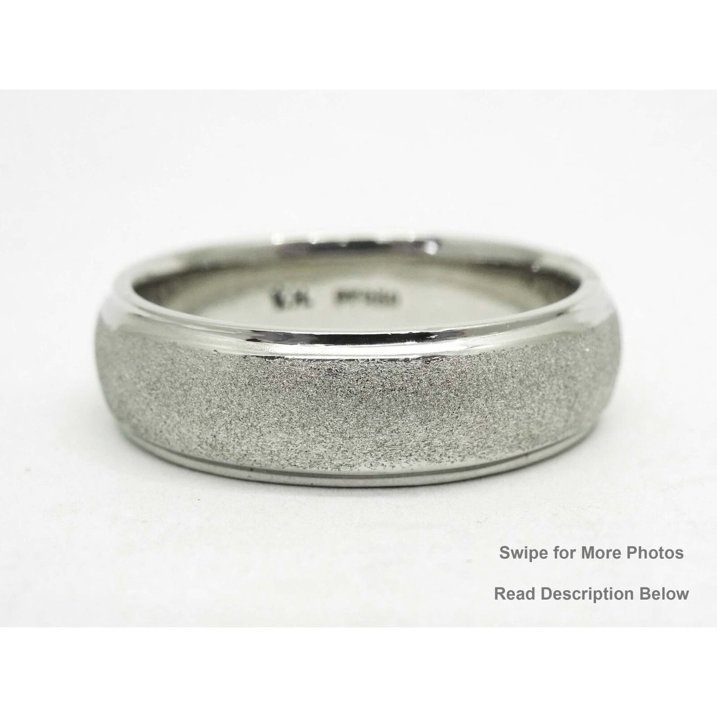 Men's 6mm Rounded Brushed Inlay Wedding Band Platinum Size 9.75