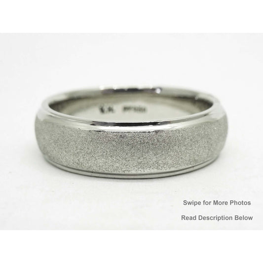 Men's 6mm Rounded Brushed Inlay Wedding Band Platinum Size 9.75
