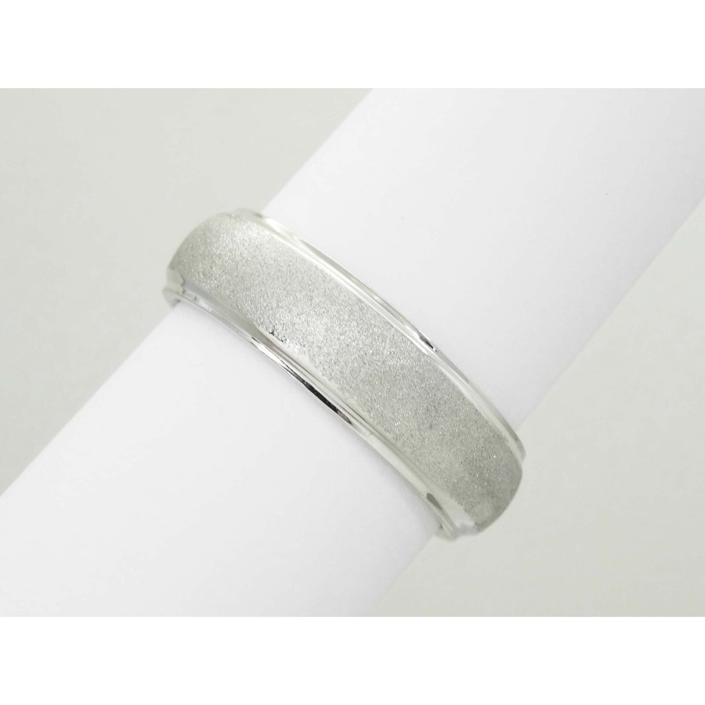 Men's 6mm Rounded Brushed Inlay Wedding Band Platinum Size 9.75