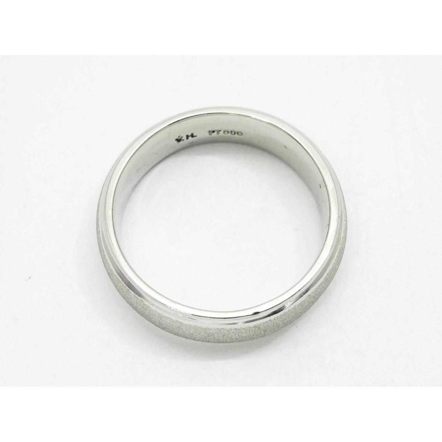 Men's 6mm Rounded Brushed Inlay Wedding Band Platinum Size 9.75