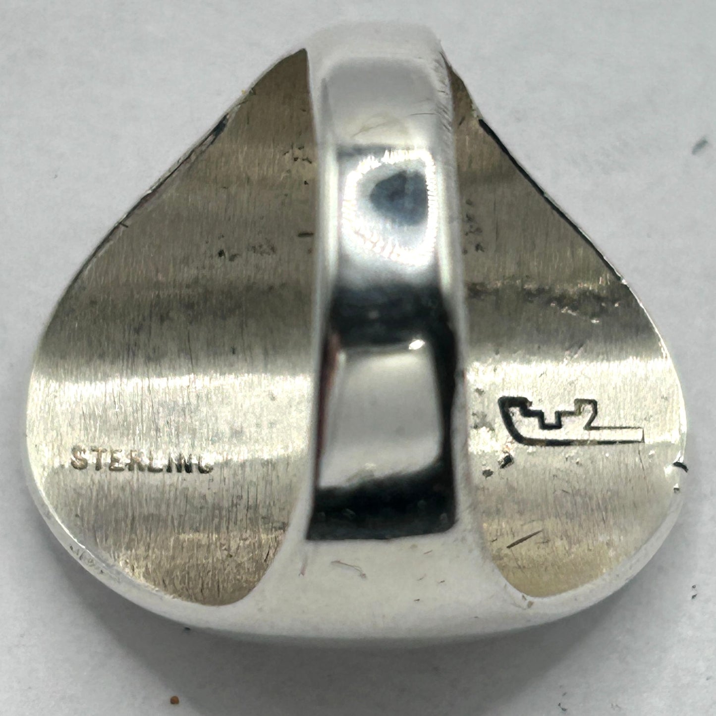 Hopi Steven Pooyouma Kuyvaya Sterling Silver Overlay Turtle Ring - Size 9