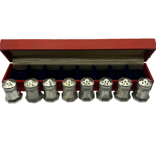Cartier Set of 8 Sterling Silver Salt and Pepper Shakers in Original Red Box