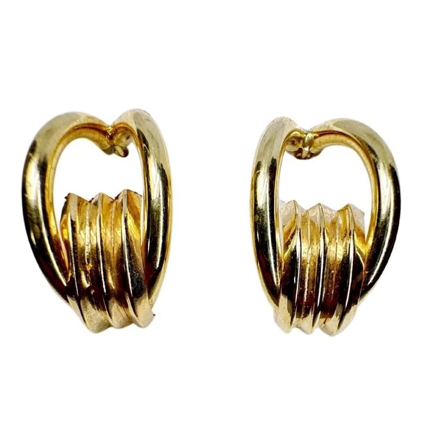 14K Yellow Gold Half Hoop Hollow Earrings