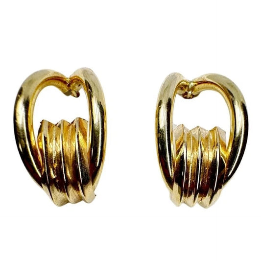 14K Yellow Gold Half Hoop Hollow Earrings