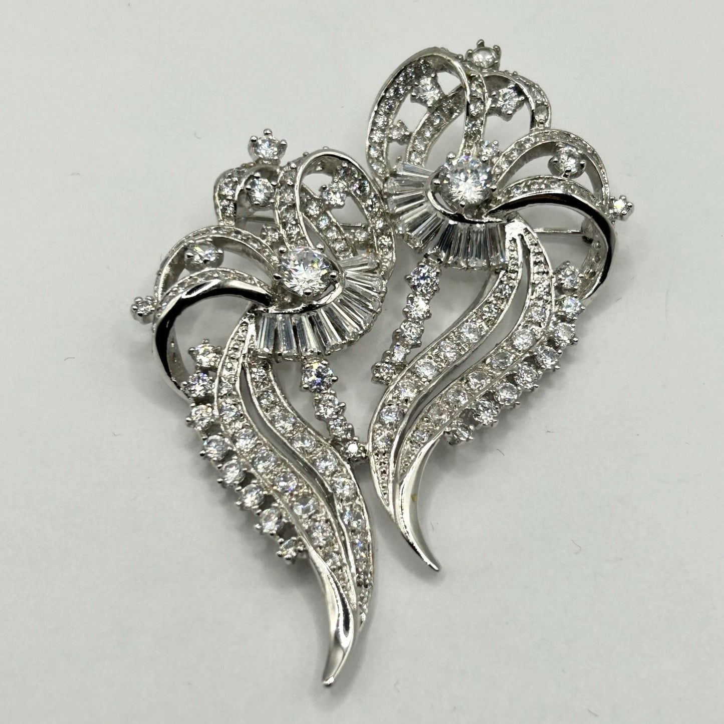 Nolan Miller Vintage Brooch Art Deco Pave Ice Rhinestone Flowers