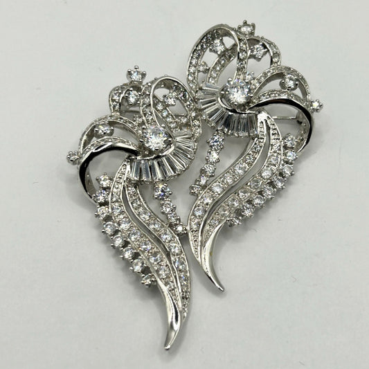 Nolan Miller Vintage Brooch Art Deco Pave Ice Rhinestone Flowers