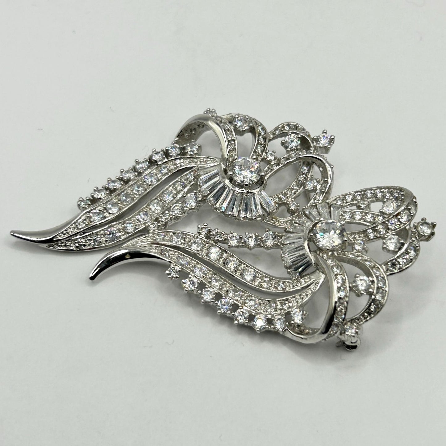 Nolan Miller Vintage Brooch Art Deco Pave Ice Rhinestone Flowers