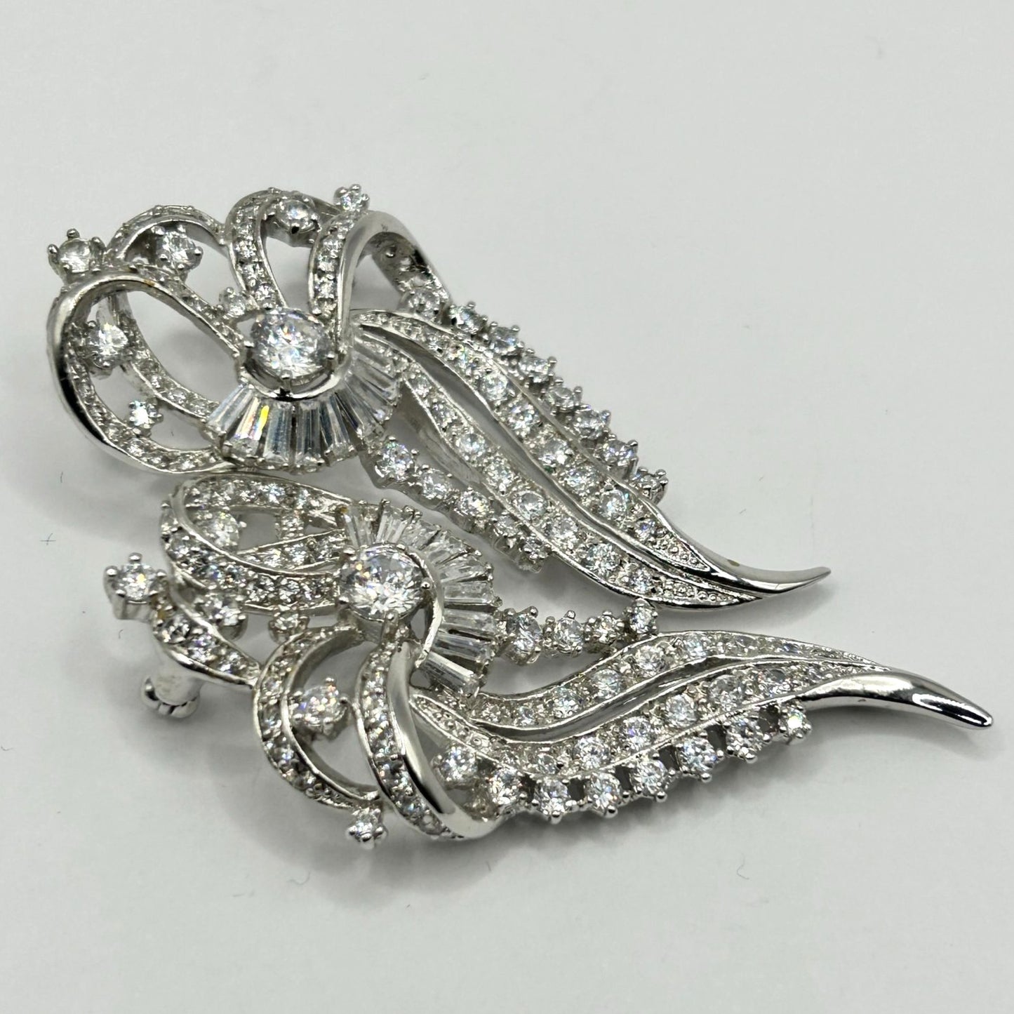 Nolan Miller Vintage Brooch Art Deco Pave Ice Rhinestone Flowers