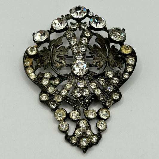 Vintage 1919 JR Wood Rhinestone Brooch