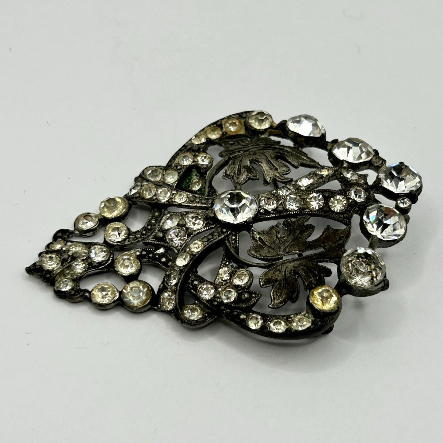 Vintage 1919 JR Wood Rhinestone Brooch