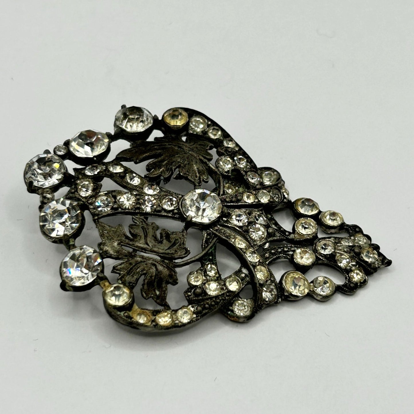 Vintage 1919 JR Wood Rhinestone Brooch