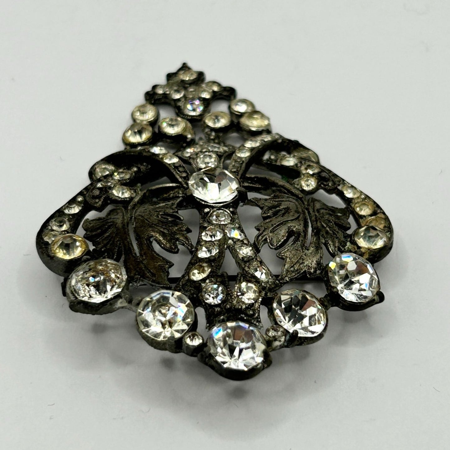 Vintage 1919 JR Wood Rhinestone Brooch