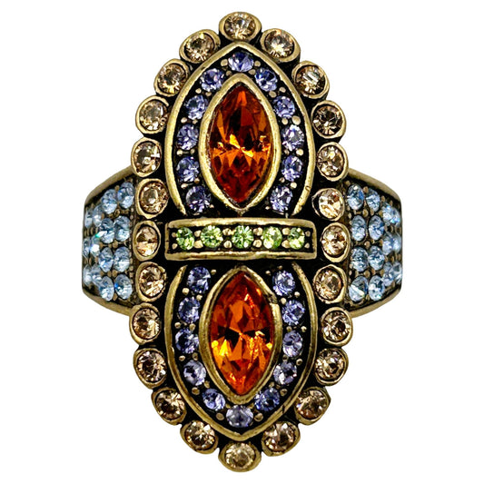 LaVintage Multicolor Gemstone Elongated Ring -  Size 9.25