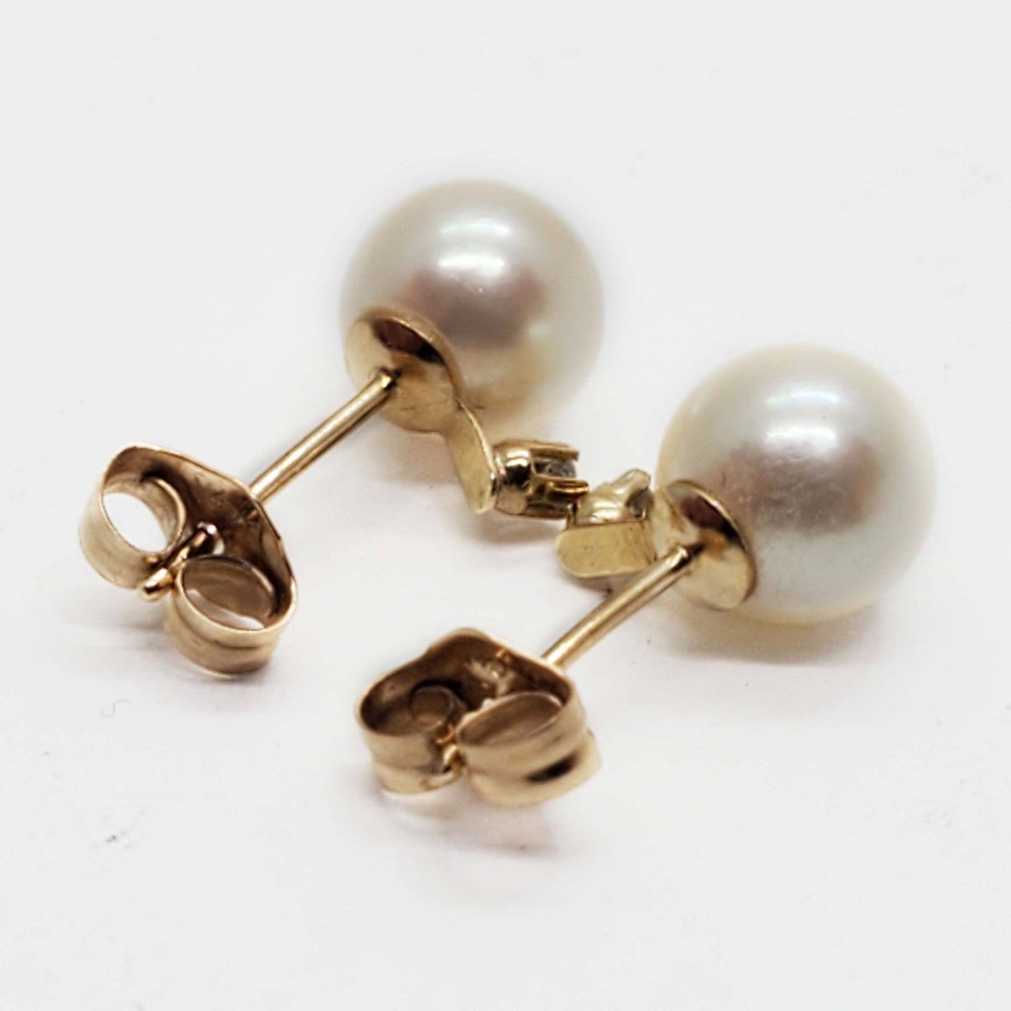 6mm Pearl & Diamond Accent Stud Earrings 14k Gold