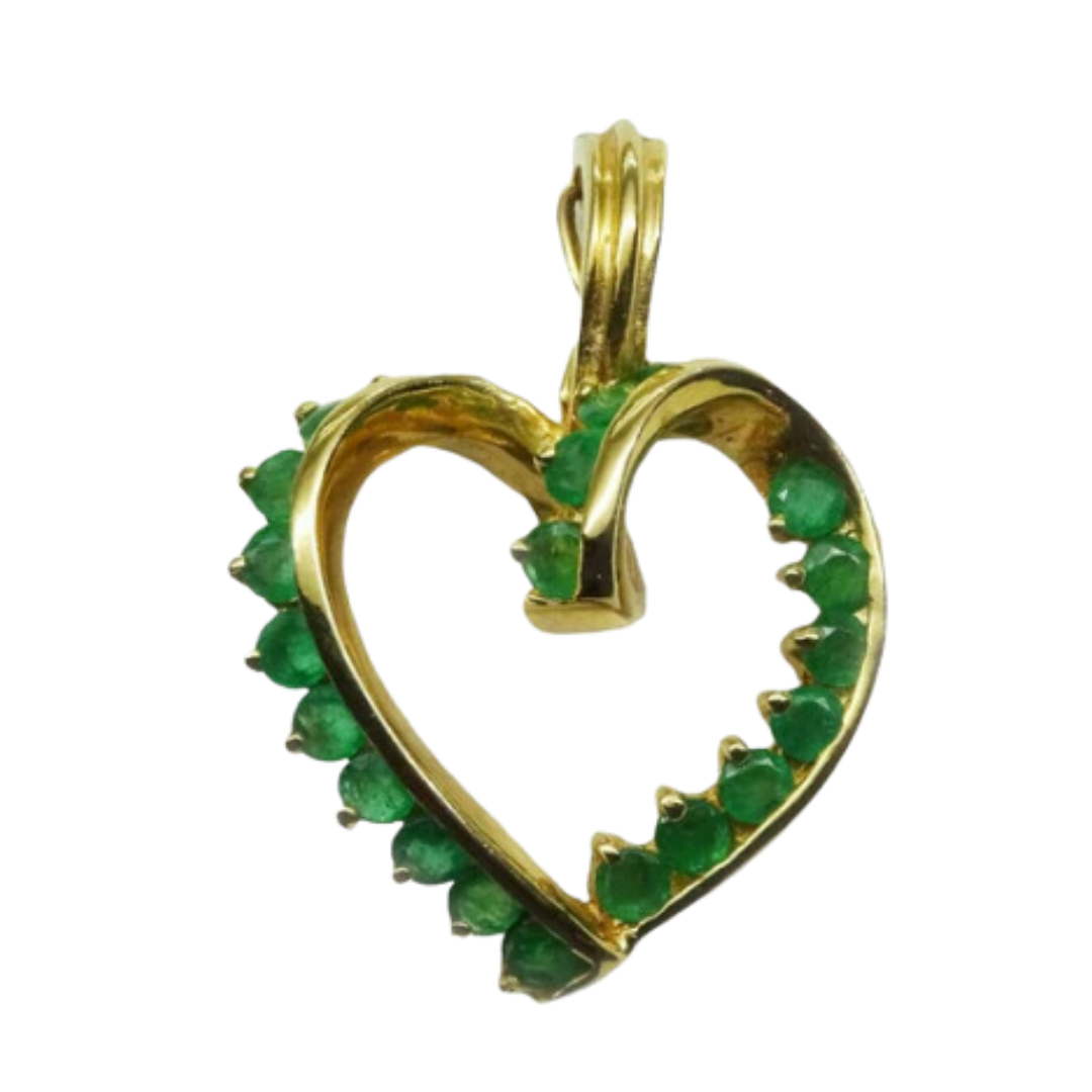 1.05ct tw Natural Emerald Heart Pendant with Enhancer Clip 14k Gold