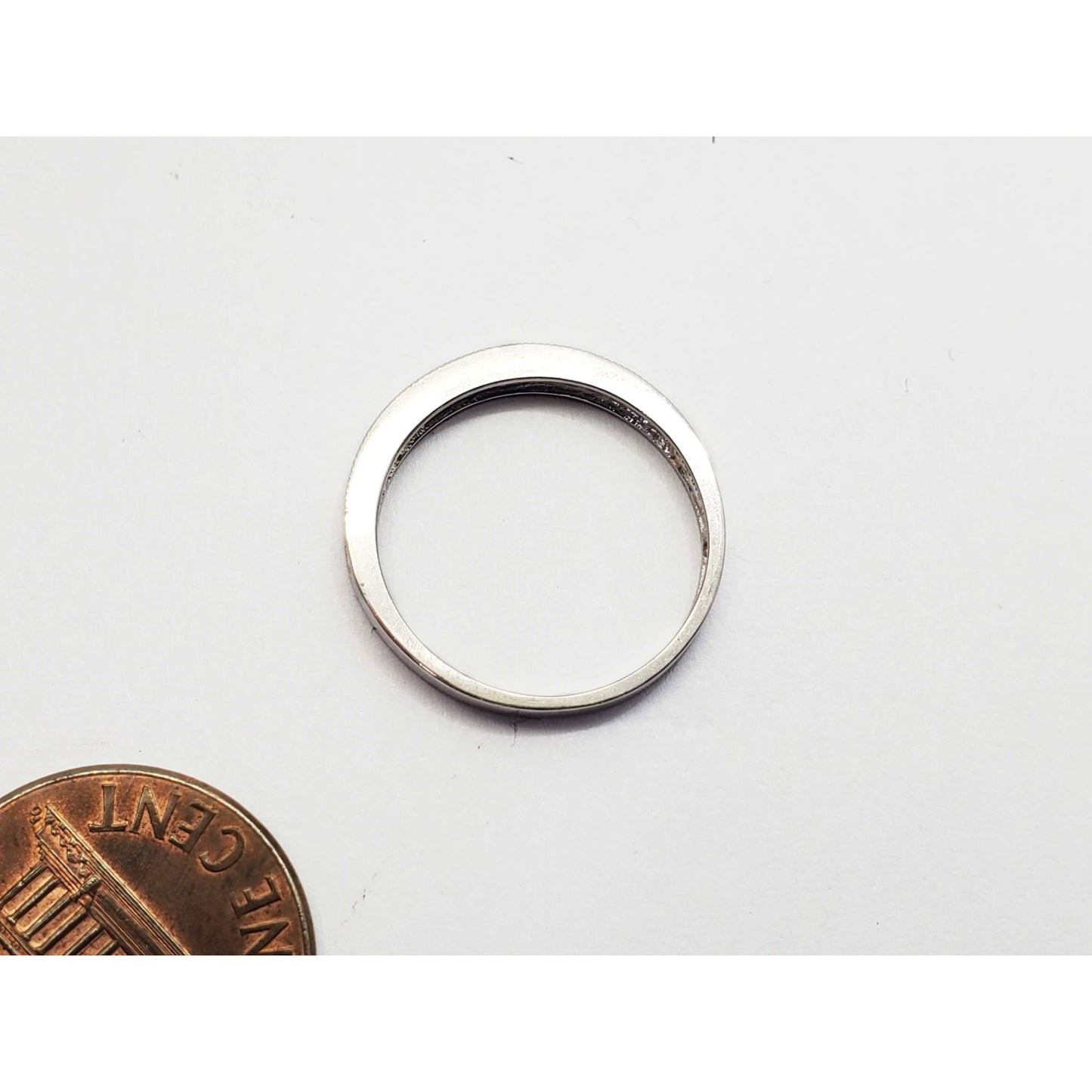 CZ Semi-Eternity Band Ring 14k White Gold Size 6