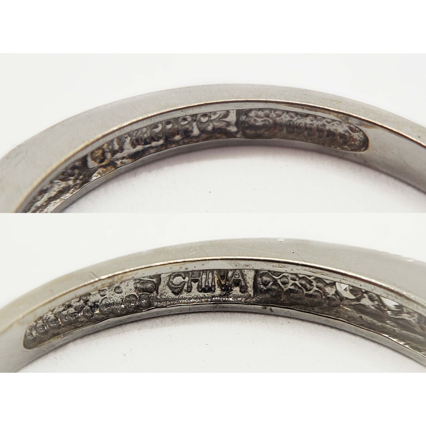 CZ Semi-Eternity Band Ring 14k White Gold Size 6