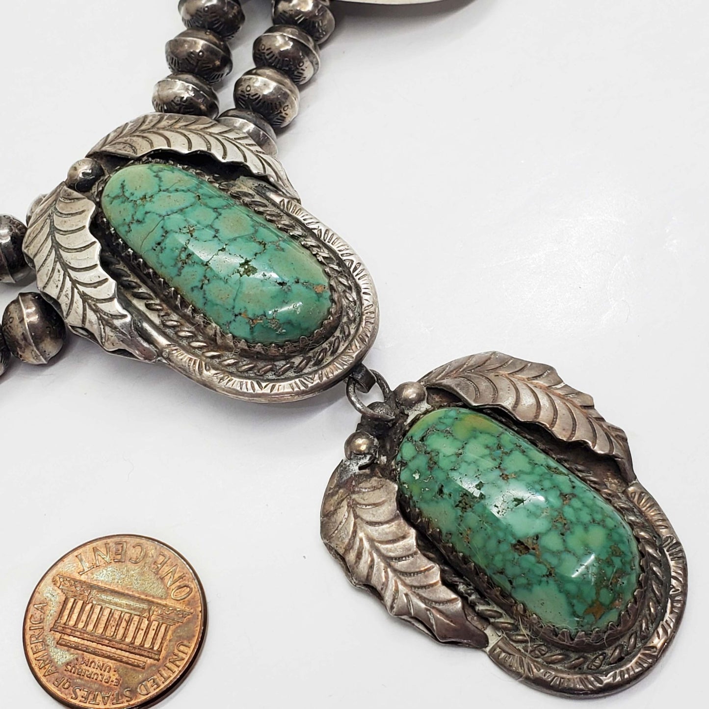 Southwestern Turquoise Station Sterling Silver Bead Collar Necklace 17"