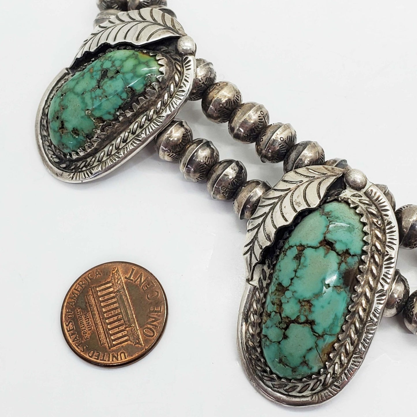 Southwestern Turquoise Station Sterling Silver Bead Collar Necklace 17"