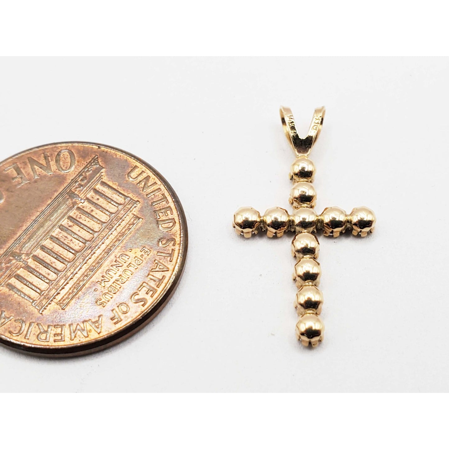 White CZ Mini-Cross Charm Pendant 14k Gold