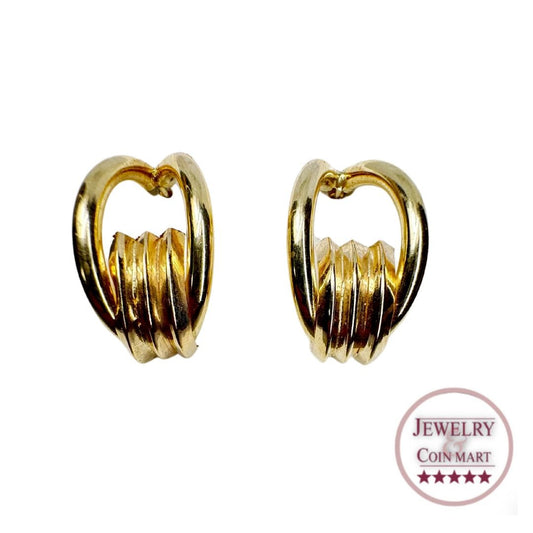 14K Yellow Gold Half Hoop Hollow Earrings