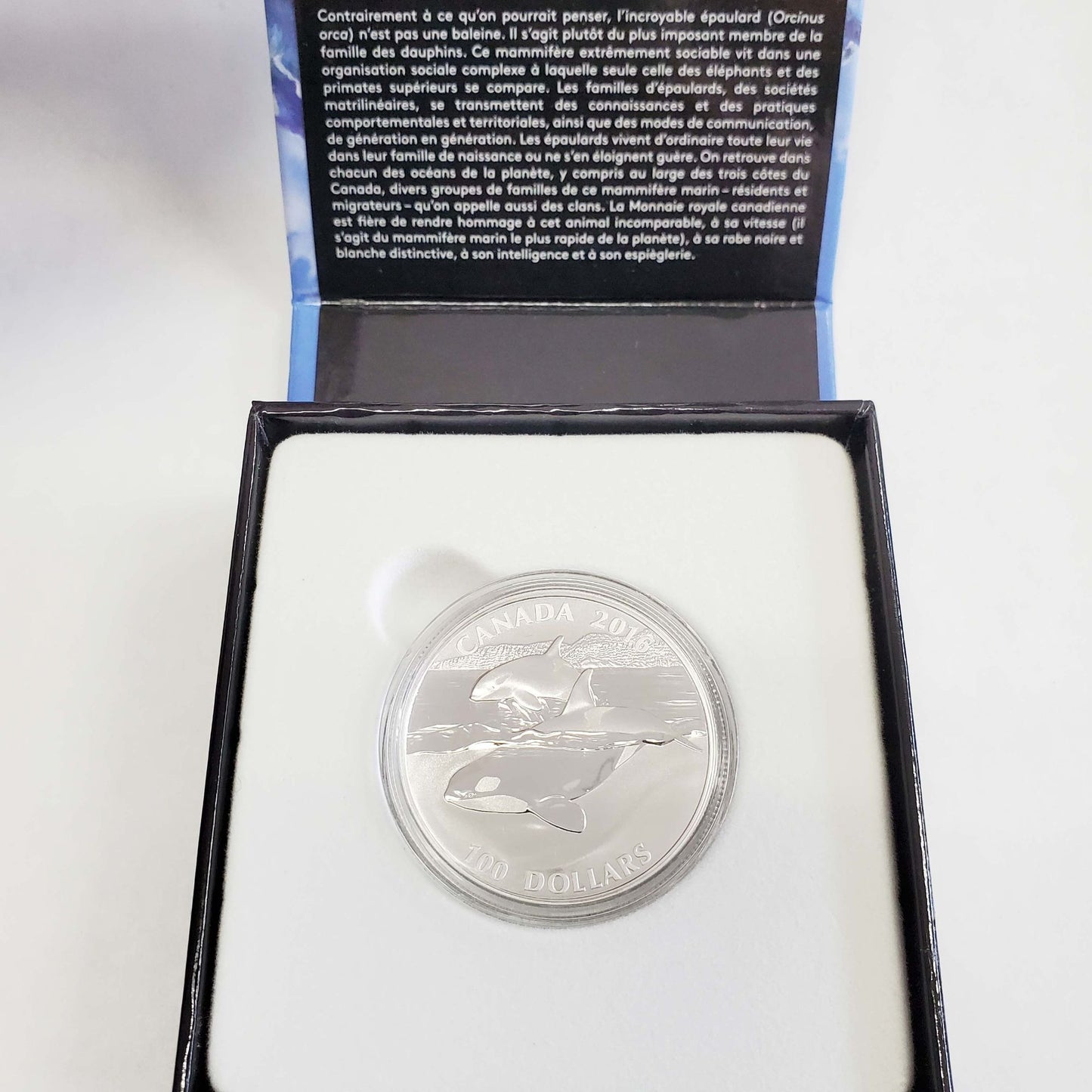 Royal Canadian Mint 2016 $100 1 oz .999 Fine Silver Orca Coin w/Box