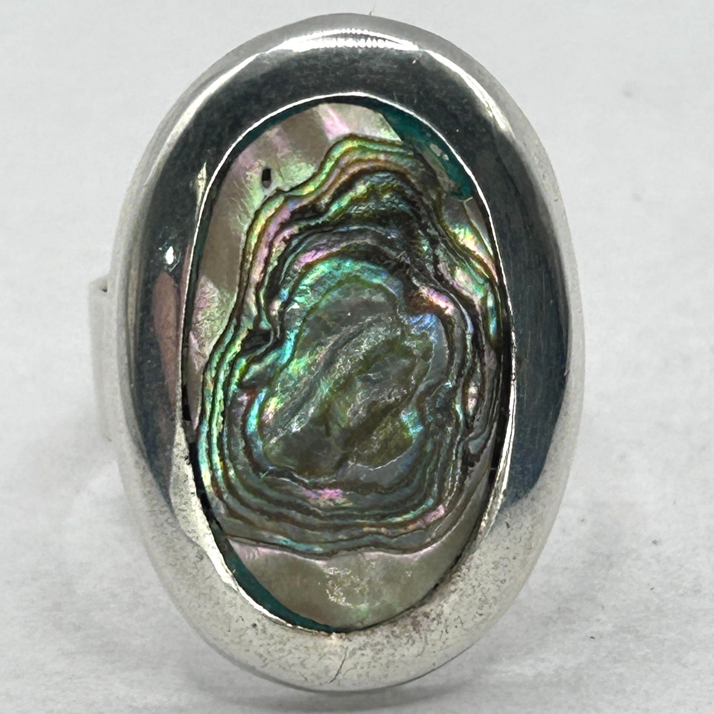 Eagle Mark Taxco Mexico #3 ARF Abalone Inlay Sterling Silver Adjustable Ring