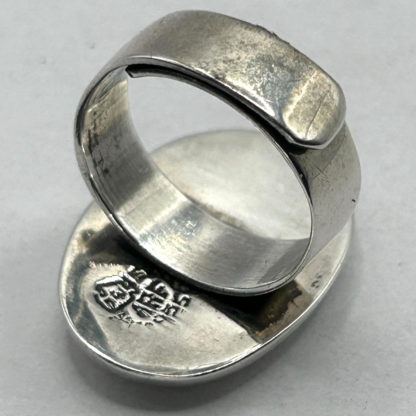 Eagle Mark Taxco Mexico #3 ARF Abalone Inlay Sterling Silver Adjustable Ring