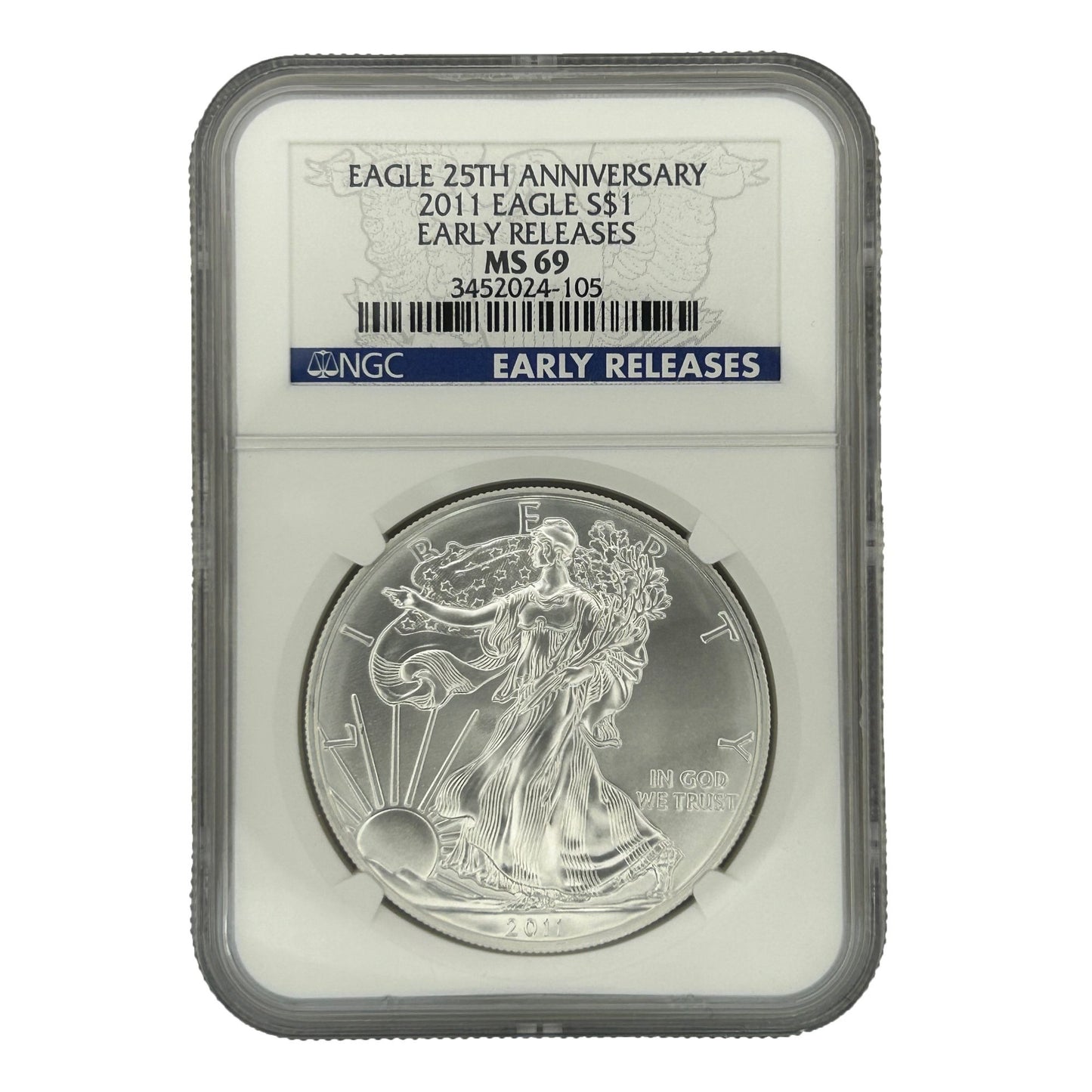 2011 American Silver Eagle $1 Coin NGC MS-69 25th Anniversary Early Releases