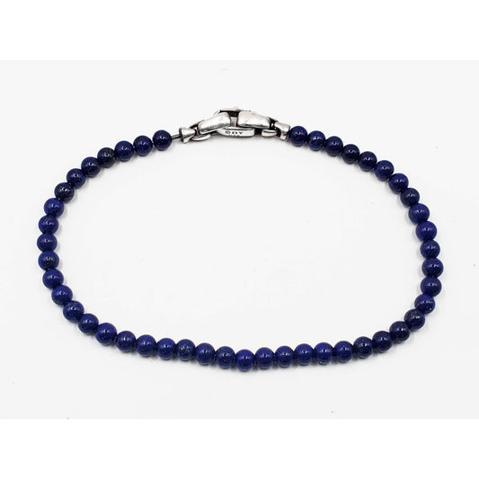 David Yurman Men's Spiritual Beads Bracelet Lapis Lazuli with Sterling Silver