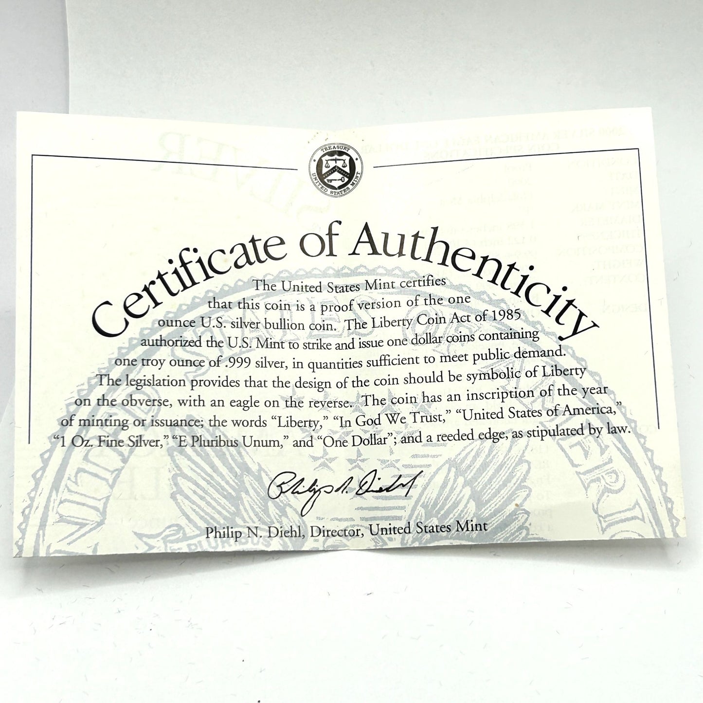 2000-P American Silver Eagle Proof in Original Government Packaging With COA