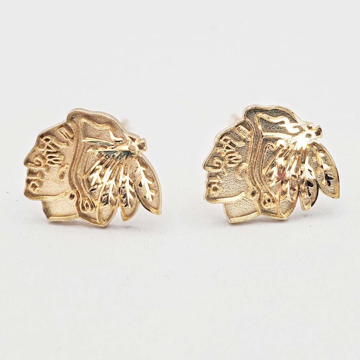 NHL Chicago Blackhawks Pendant & Stud Earrings Set 14k Gold Michael Anthony