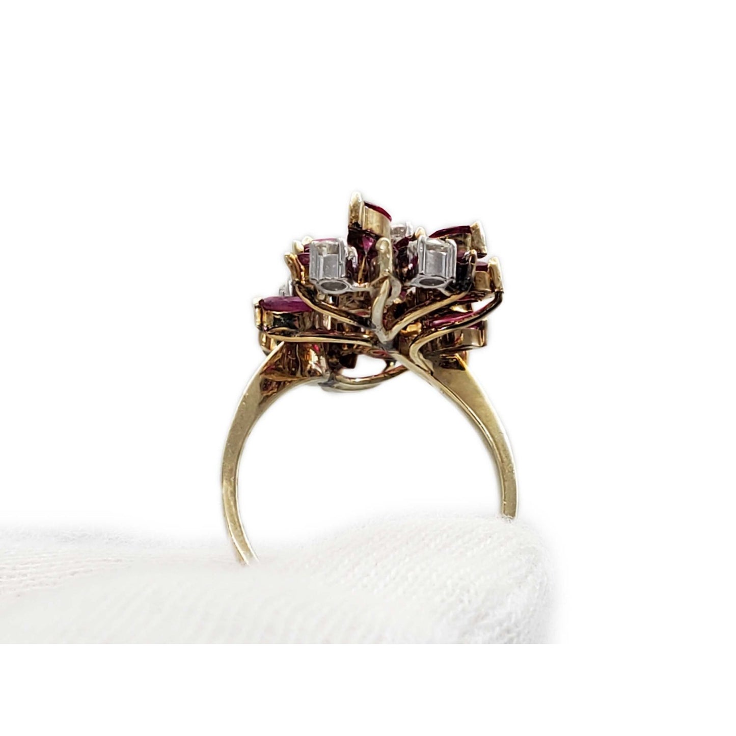 1.75 ctw Natural Marquise Ruby & Diamond Cocktail Ring 14k Gold Size 6.75