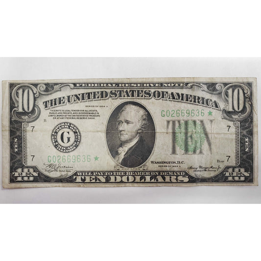 1934A $10 Federal Reserve Star Note Chicago #G02669636