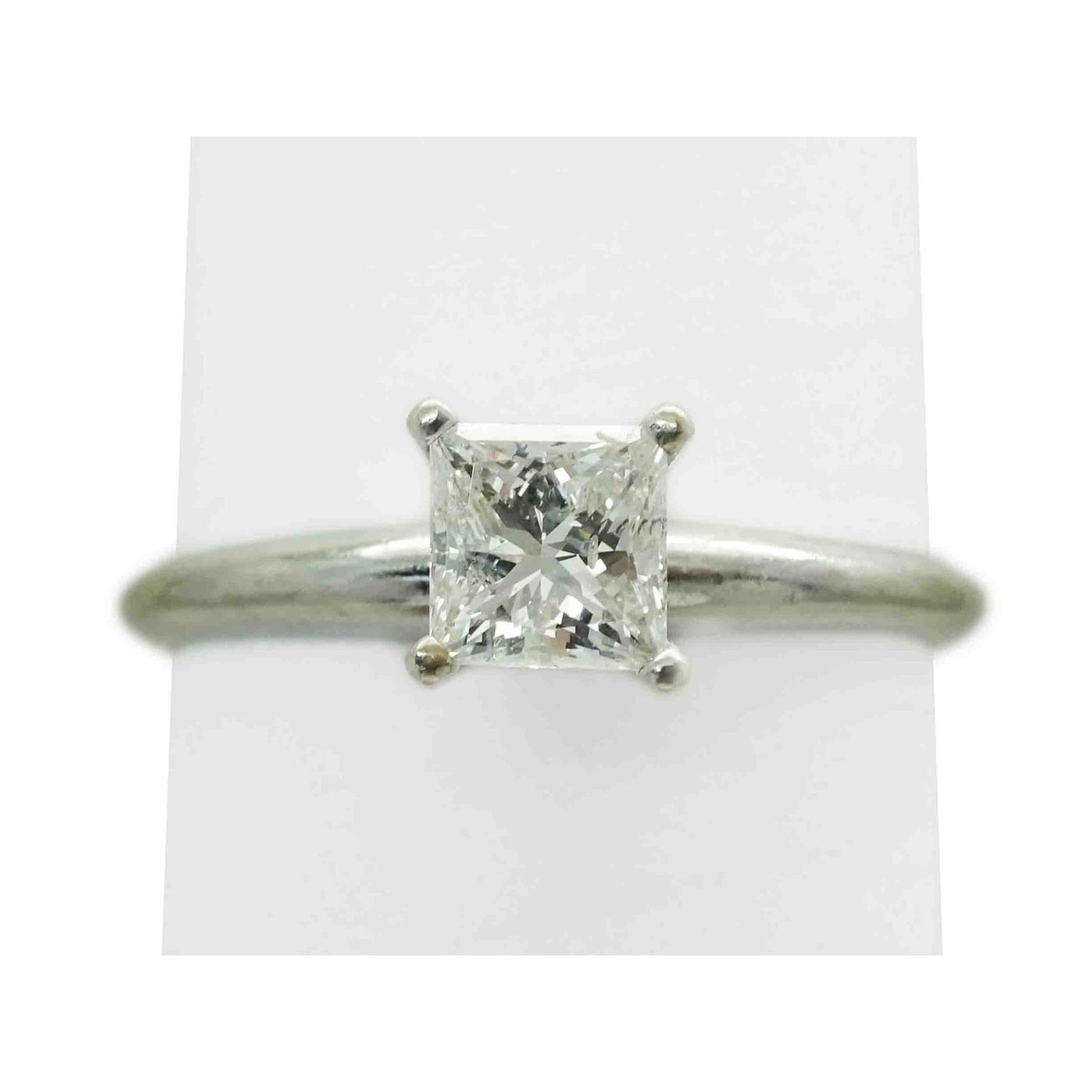 0.53 ctw Natural Princess Diamond Solitaire Band Ring 14k White Gold Size 6