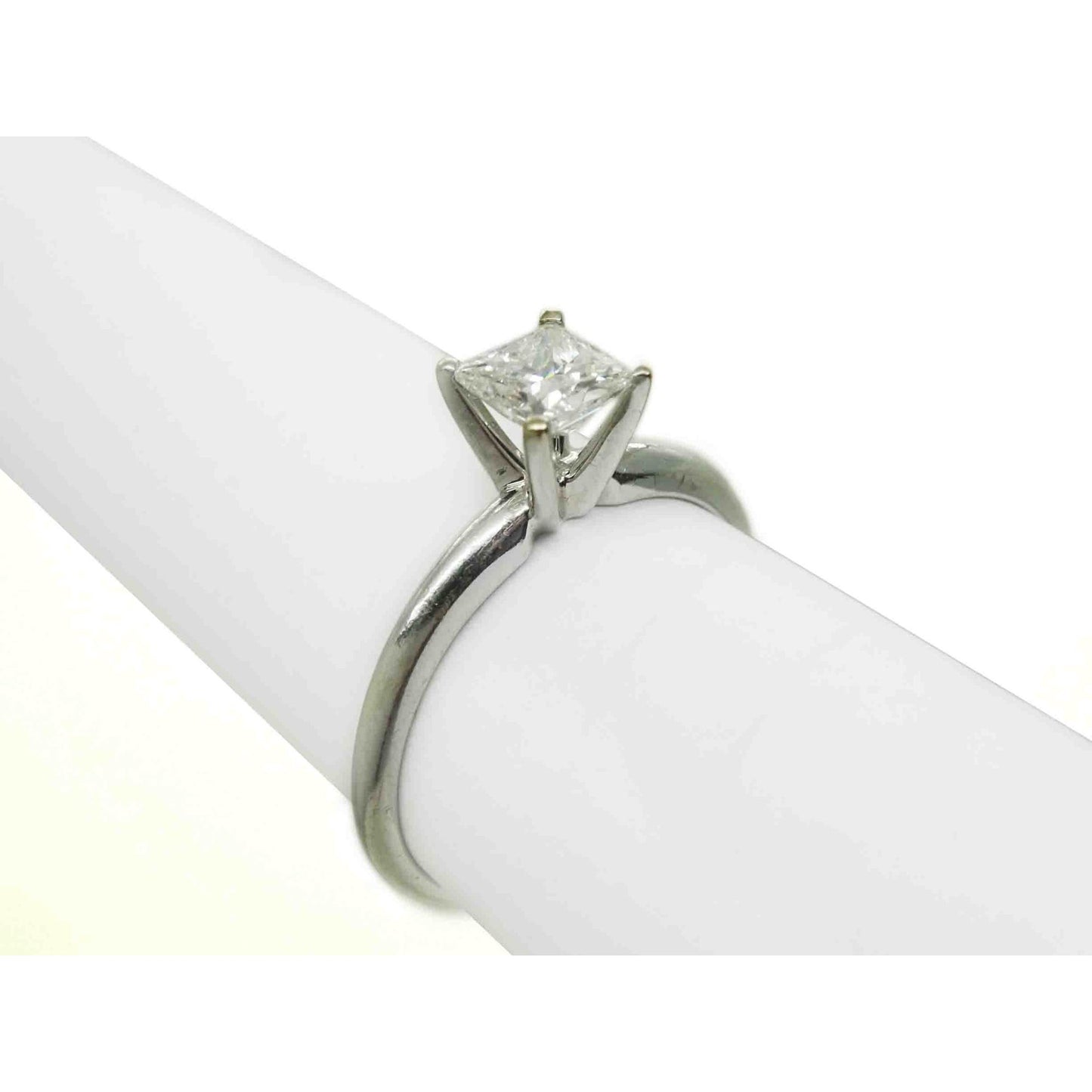0.53 ctw Natural Princess Diamond Solitaire Band Ring 14k White Gold Size 6